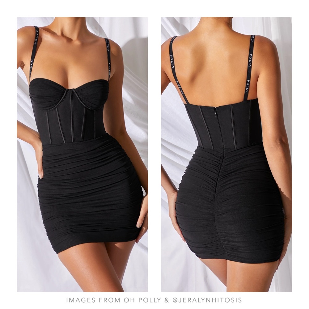 Oh Polly | Overload Mesh Bodycon Corset Mini Dress in Black